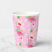 kerstroze Flamingo patroon Papieren Bekers (Links)