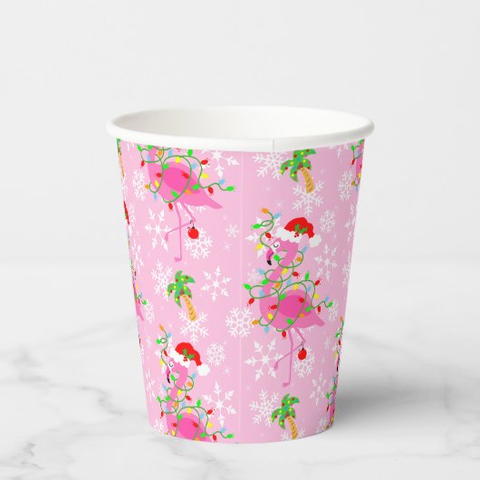 kerstroze Flamingo patroon Papieren Bekers (Rechts)