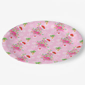 kerstroze Flamingo patroon Papieren Bordje (Gekanteld)