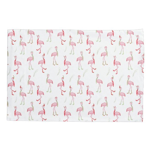 Kerstroze Flamingo patroon Pillow Hoesje Kussensloop (Achterkant)