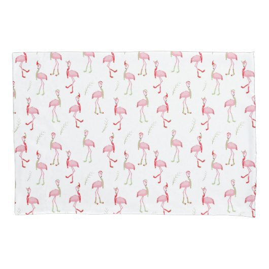 Kerstroze Flamingo patroon Pillow Hoesje Kussensloop (Voorkant)