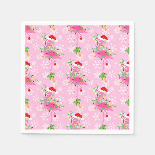 kerstroze Flamingo patroon Servet (Voorkant)