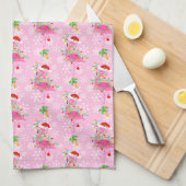 kerstroze Flamingo patroon Theedoek (Quarter Fold)