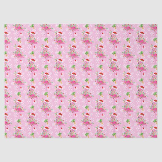 kerstroze Flamingo patroon Tissuepapier (Voorkant)