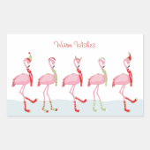 Kerstroze flamingo rechthoekige sticker (Voorkant)