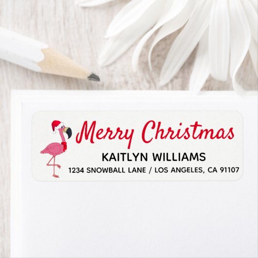 Kerstroze Flamingo Return Address Labels (Insitu)