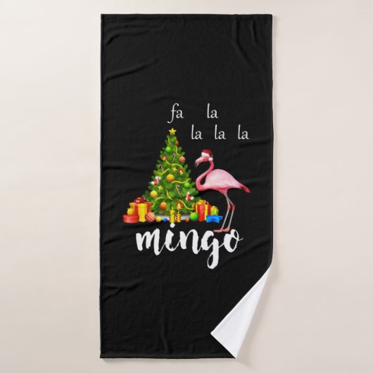 kerstroze flamingo Santa Hat print Badhanddoek (Badhanddoek)
