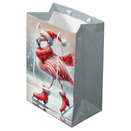 Kerstroze flamingo schaatsen medium cadeauzakje