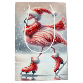 Kerstroze flamingo schaatsen medium cadeauzakje