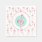 Kerstroze flamingo servet (Voorkant)