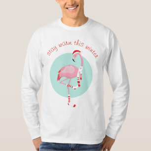 Kerstroze flamingo T-Shirt