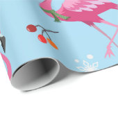 kerstroze flamingos Red Holly Berries Gift Cadeaupapier (Rol Hoek)