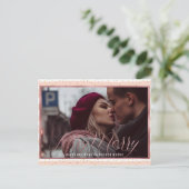 Kerstroze goud feestdagenkaart (Staand voorkant)