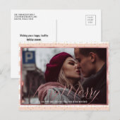 Kerstroze goud feestdagenkaart (Voorkant / Achterkant)