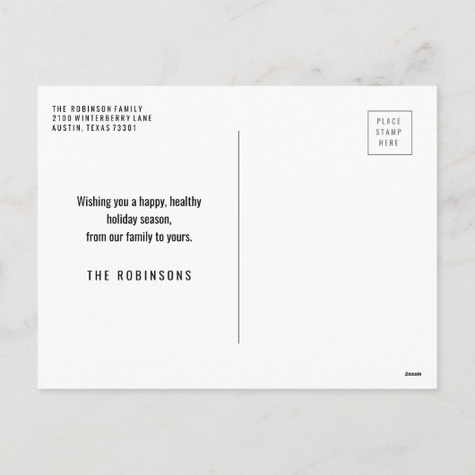 Kerstroze goud feestdagenkaart (Achterkant)