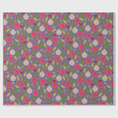 Kerstroze groene Bauble Patroon Cadeaupapier (Vlak)