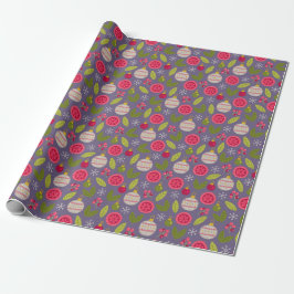 Kerstroze groene Bauble Patroon Cadeaupapier