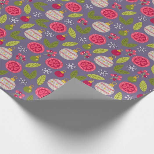 Kerstroze groene Bauble Patroon Cadeaupapier (Hoek)