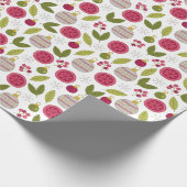 Kerstroze groene Bauble Patroon Cadeaupapier (Hoek)