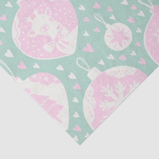 kerstroze groene  rendierpatronen  tissuepapier (Detail)