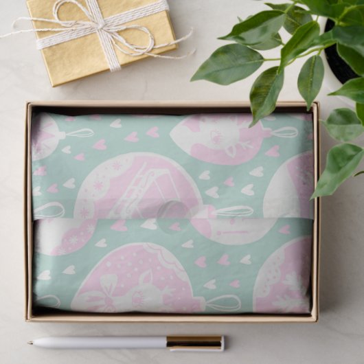 kerstroze groene  rendierpatronen  tissuepapier (Geschenk)