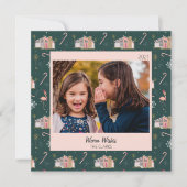 Kerstroze Huis palmboom foto Mideeuw  Feestdagenkaart (Voorkant)