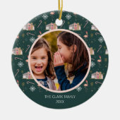 Kerstroze Huis palmboom foto Mideeuw Keramisch Ornament (Voorkant)