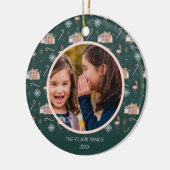 Kerstroze Huis palmboom foto Mideeuw Keramisch Ornament (Links)