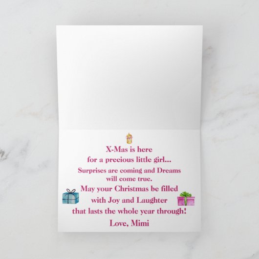 kerstroze kaart (Binnen)