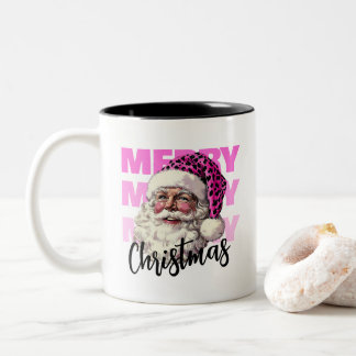 Kerstroze Kerstman met Leopard Pet Coffee Mok