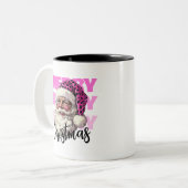 Kerstroze Kerstman met Leopard Pet Coffee Mok (Voorkant links)