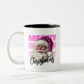 Kerstroze Kerstman met Leopard Pet Coffee Mok (Links)