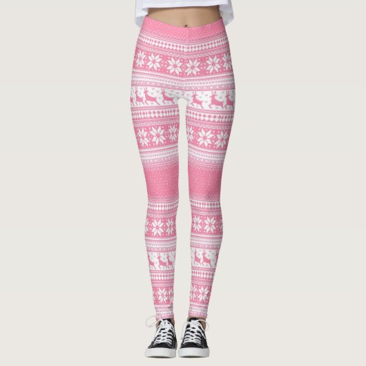 kerstroze leggings (Voorkant)