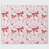 Kerstroze linbbons Holly Pattern Cadeaupapier (Vlak)