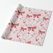 Kerstroze linbbons Holly Pattern Cadeaupapier (Uitgerold)