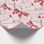 Kerstroze linbbons Holly Pattern Cadeaupapier (Hoek)