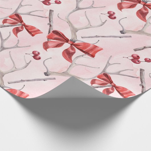 Kerstroze linbbons Holly Pattern Cadeaupapier (Hoek)