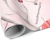 Kerstroze linbbons Holly Pattern Cadeaupapier (Rol Hoek)