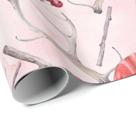 Kerstroze linbbons Holly Pattern Cadeaupapier (Rol Hoek)