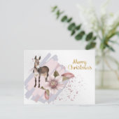 Kerstroze Magnolia Mule Floral Waterverf Feestdagenkaart (Staand voorkant)