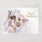 Kerstroze Magnolia Mule Floral Waterverf Feestdagenkaart (Voorkant)