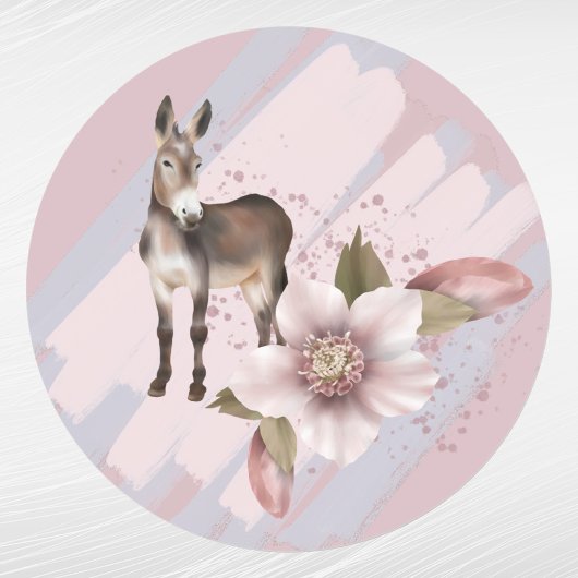 Kerstroze Magnolia Mule Floral Waterverf Ronde Sticker