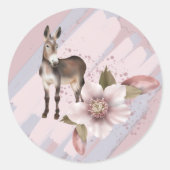 Kerstroze Magnolia Mule Floral Waterverf Ronde Sticker (Voorkant)