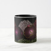 Kerstroze marron Ornaments Floral Black Mok (Midden)