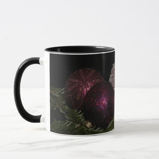 Kerstroze marron Ornaments Floral Black Mok (Links)