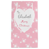 Kerstroze met witte sterren klein cadeauzakje (Voorkant)