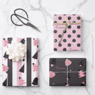 Kerstroze moderne kerstnaam inpakpapier vel