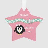 Kerstroze pinguïn kleindochter ornament (voorkant)