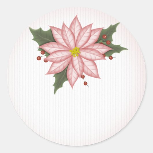 kerstroze Poinsetta-ventilator Ronde Sticker (Voorkant)