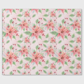 kerstroze Poinsettia Flowers Cadeaupapier (Vlak)